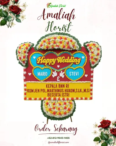 Karangan Papan Bunga Pernikahan di Sidoharjo